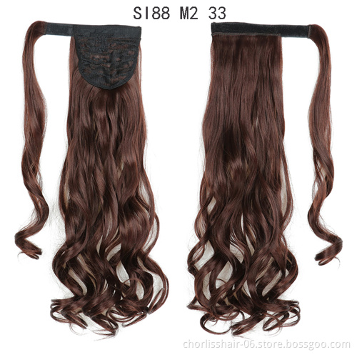 Hot Sale Product Chorliss For Black Afro Curly Ponytail Accessories Wrap Around Kids Synthetic Clip In Ponytail Hair Extension